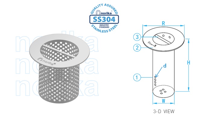 Stainless Steel AISI304 Swimming Pool Strainer Basket With Round Collar (250mm height)